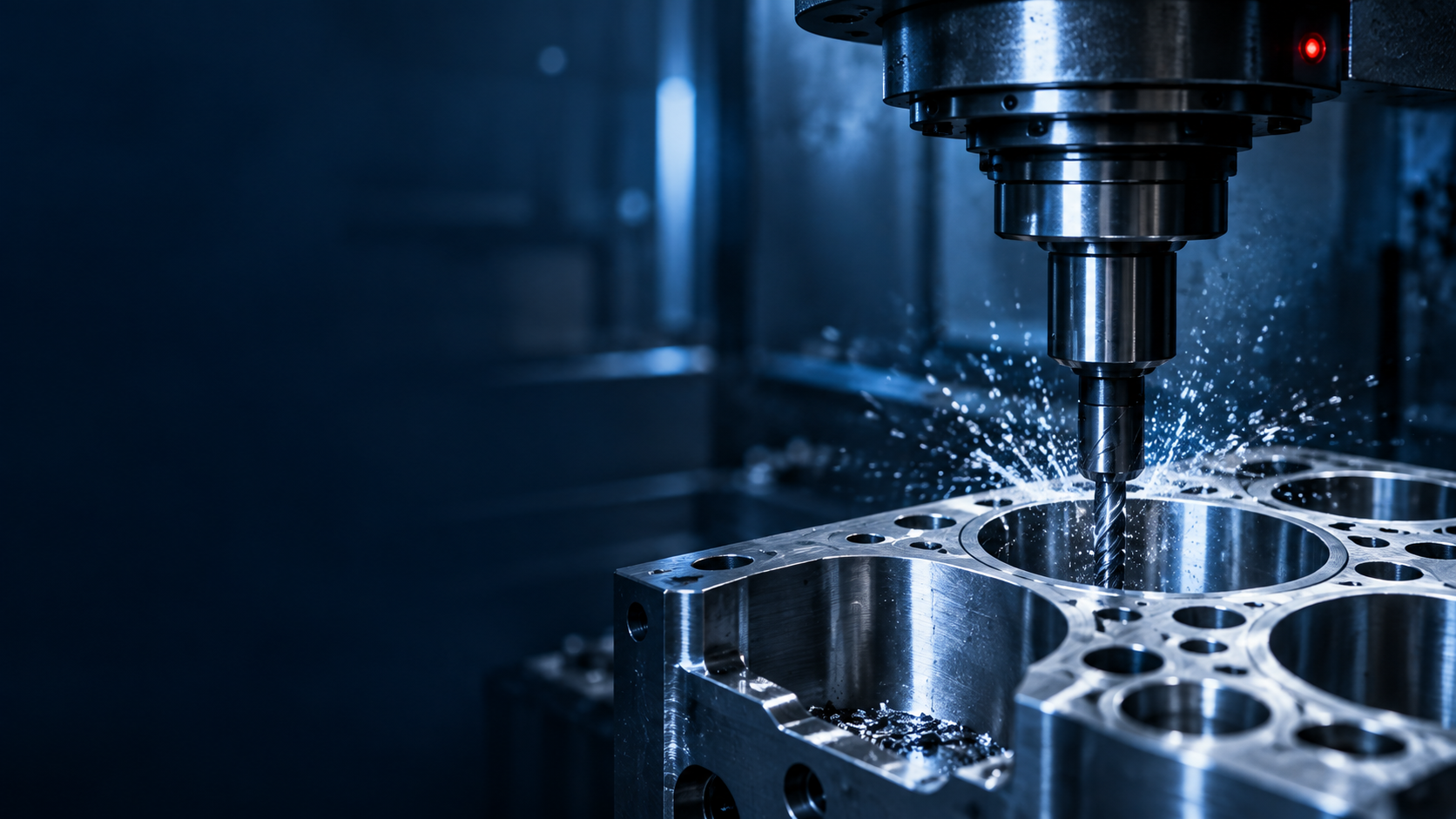 CNC spindle machining a polished metal part